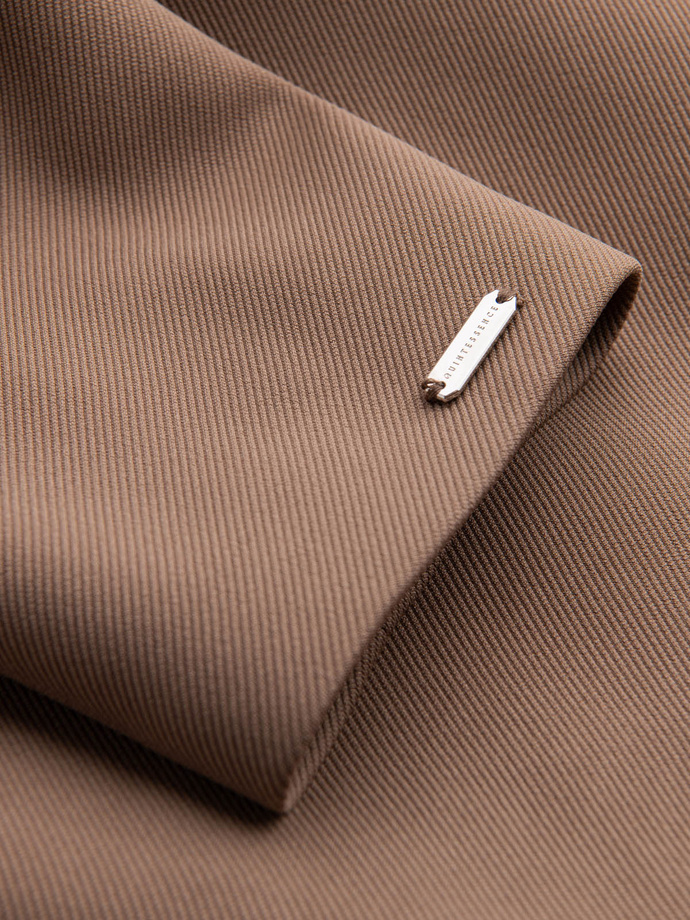 Men's hooded coat in fine stripe - coffee V1 OM-COSC-0112