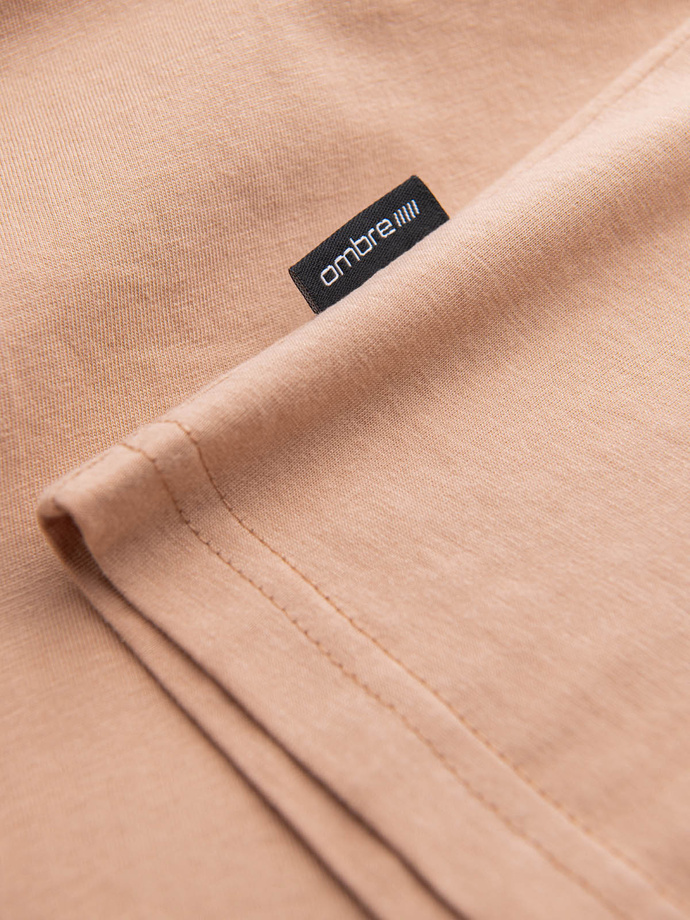 Tricou clasic din bumbac pentru bărbați BASIC - culoare carne V9 OM-TSBS-0146