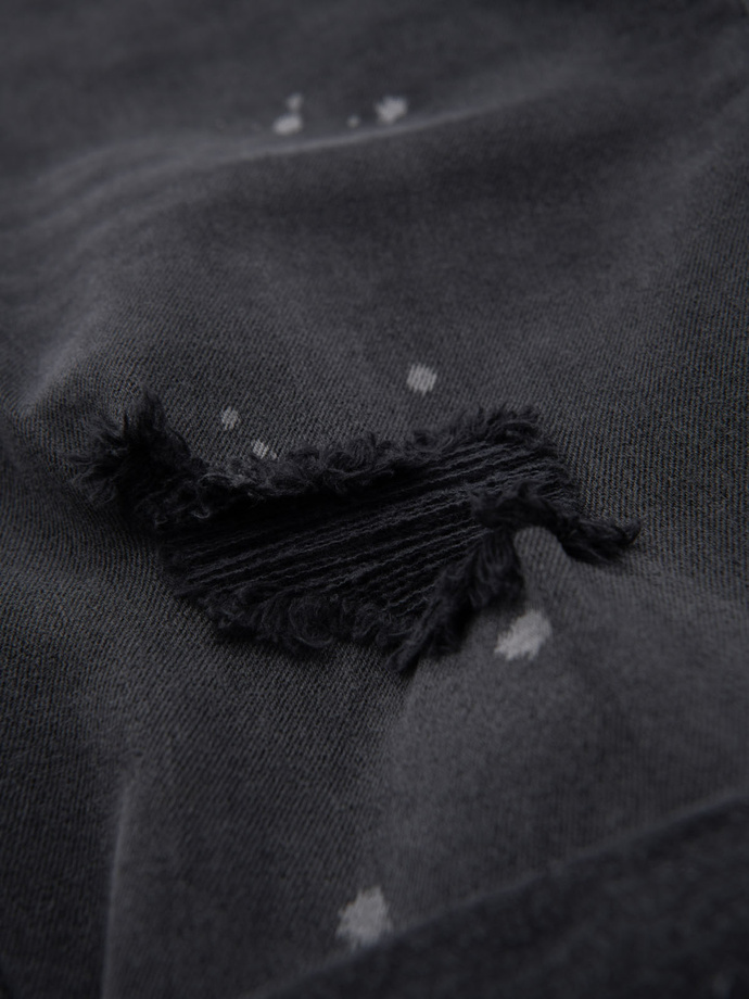 Pánské krátké džínové šortky s roztržením a ohrnutou nohavicí - šedé V3 OM-SRDS-0186