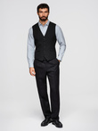 Elegant men's SLIM FIT herringbone vest - black V3 OM-BLZV-0143