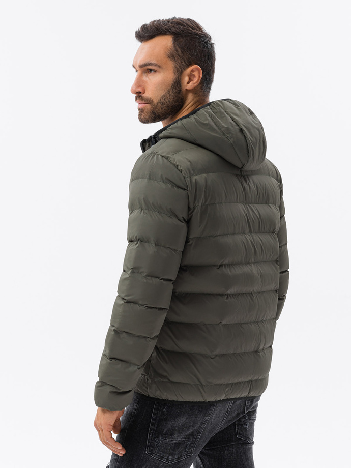 Men's winter quilted jacket - khaki C451