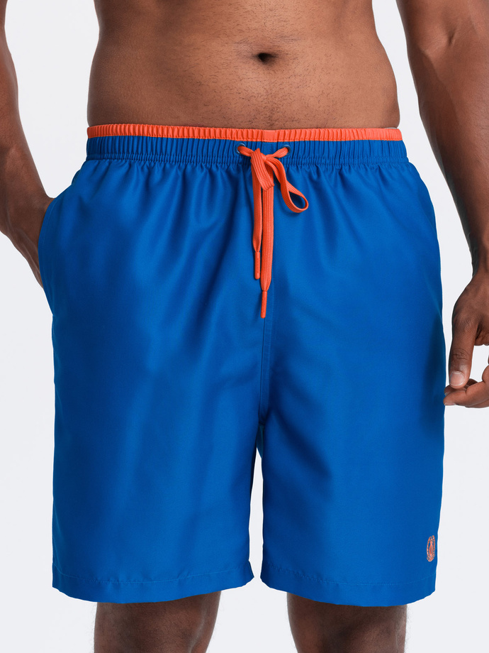 Men's two-tone ribbed swim shorts - dark blue V5 OM-SRBS-0141