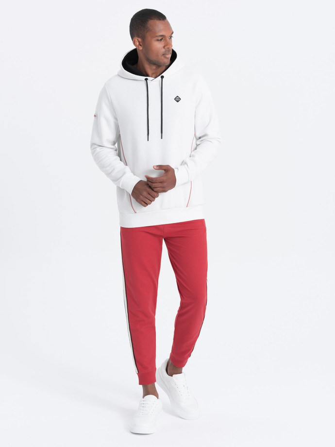 Men's hoodie with zippered pocket - white V3 OM-SSNZ-22FW-006