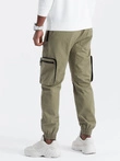 Men's JOGGER pants with zippered cargo pockets - light olive V1 OM-PAJO-0135