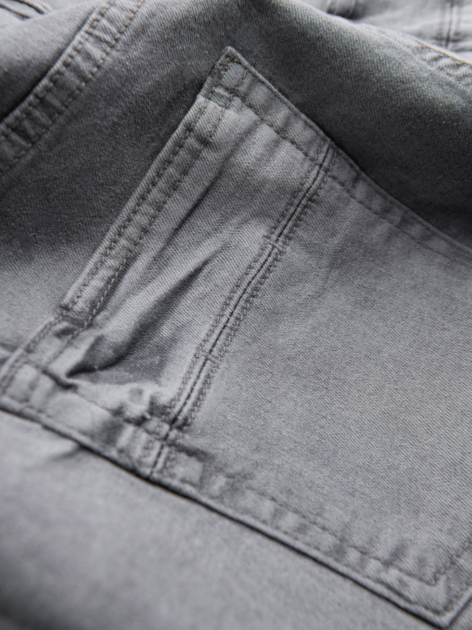 Pantaloni scurți din denim pentru bărbați cu spălături subtile - gri V2 OM-SRDS-0145