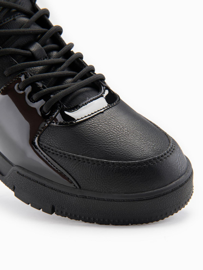 Adidași bărbătești high-top cu elemente strălucitoare - negru V1 OM-FOSH-0178