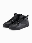 Adidași bărbătești high-top cu elemente strălucitoare - negru V1 OM-FOSH-0178