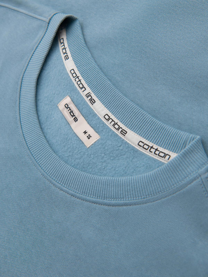 BASIC men's sweatshirt with round neckline - blue V7 OM-SSBN-0175