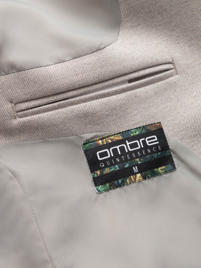 Pánská melanžová bunda se stojáčkem - béžová melanž V3 OM-BLZB-0131