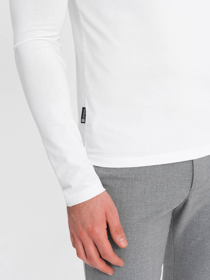 Manșon lung din elastan pentru bărbați cu decolteu rotund - alb V1 OM-LSCL-0102