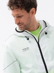 Men's sports jacket with ombre effect - white and lime green V1 OM-JANP-0104