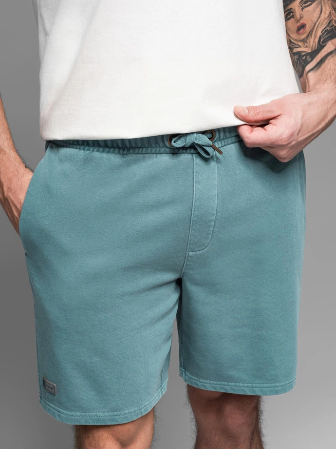 Men's RELAXED FIT athleisure style short sweat shorts - turquoise V1 OM-SRWS-0122