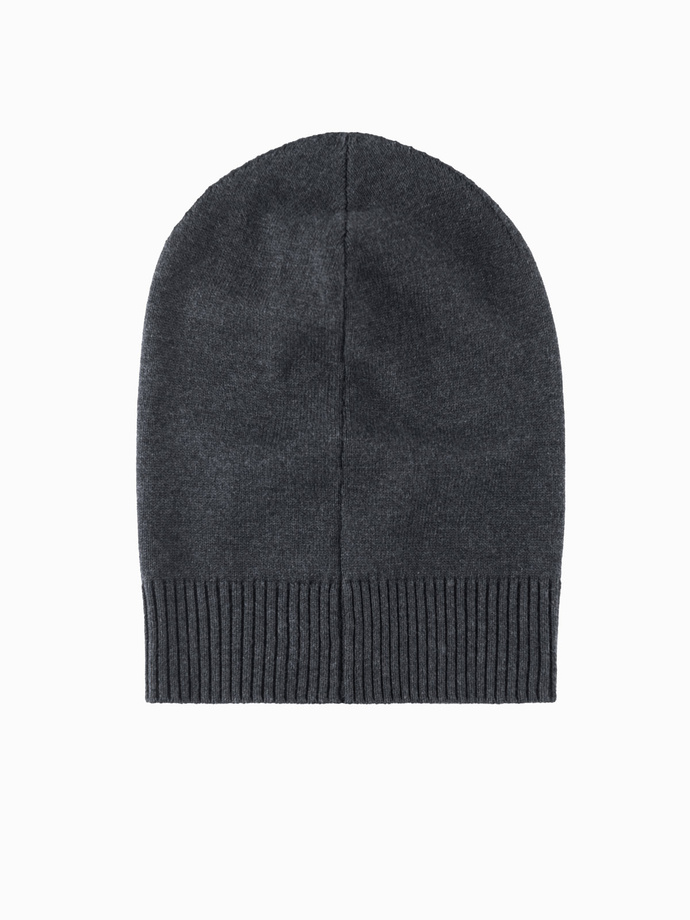 Men's winter cotton knit beanie hat - graphite melange V2 OM-ACWH-0124