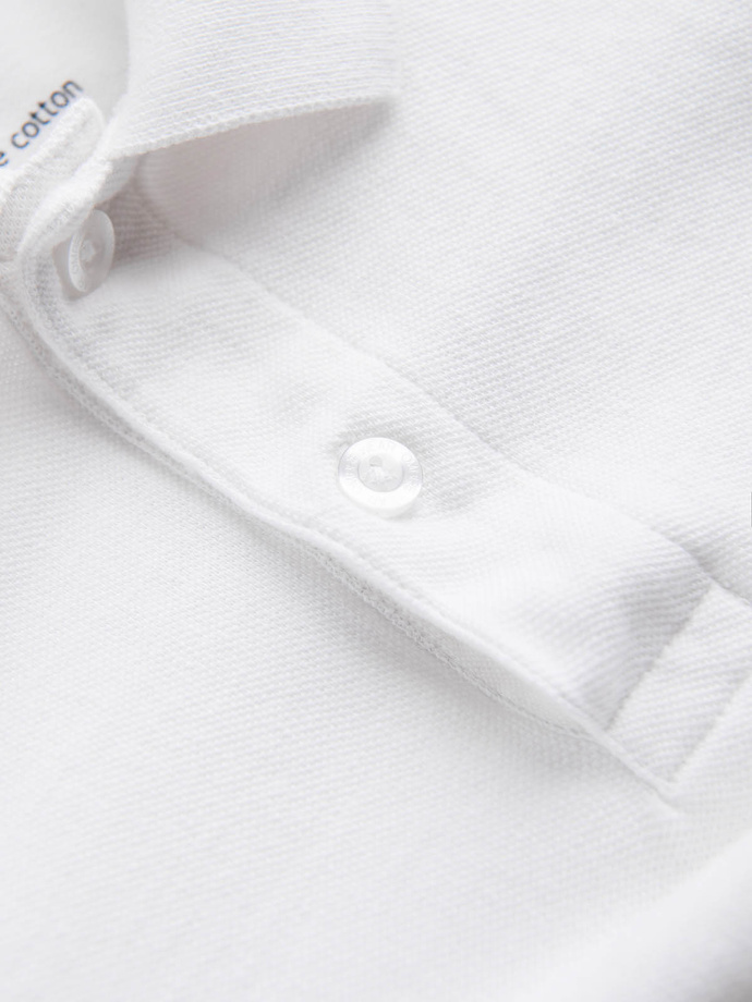 Tricou polo bărbătesc din tricot piqué - alb V4 S1374