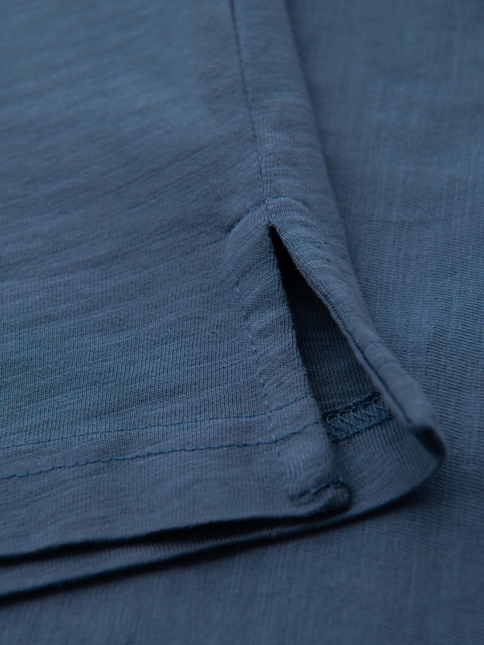 Men's polo t-shirt with decorative buttons - dark blue V8 S1744