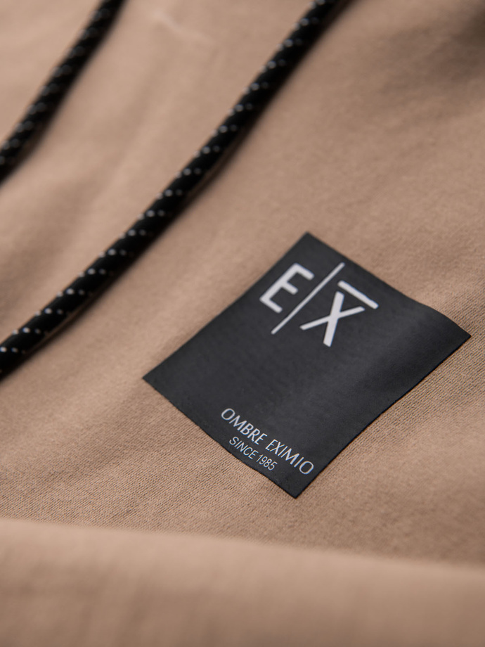 Vyriškas džemperių komplektas su gobtuvu ir sportinėmis kelnėmis - rudas V3 Z107