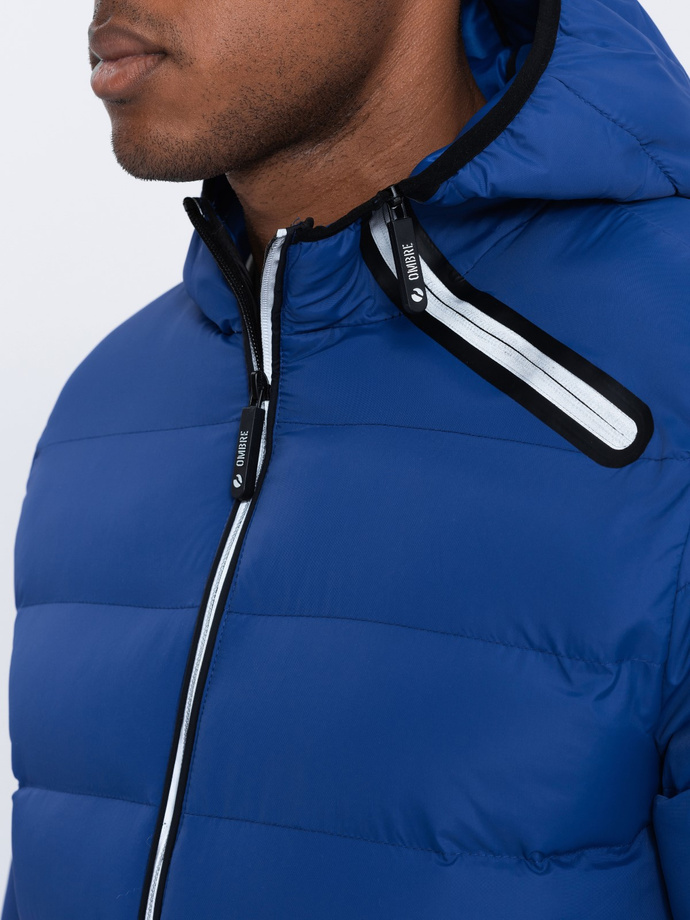 Men's winter quilted jacket - indigo C451