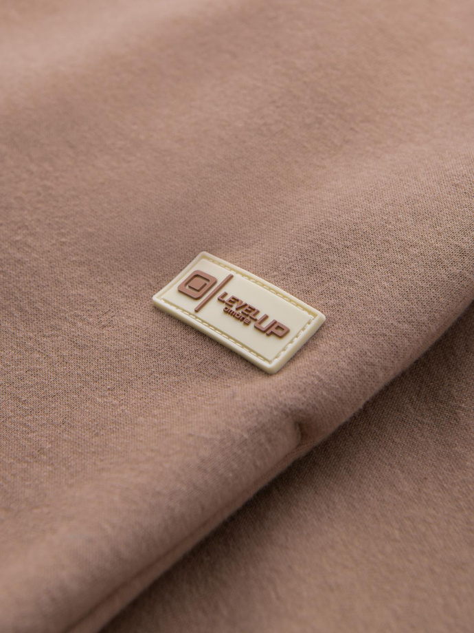 Klasické unisex tepláky s rebrovanými manžetami - hnedé V16 OU-PSBC-0100