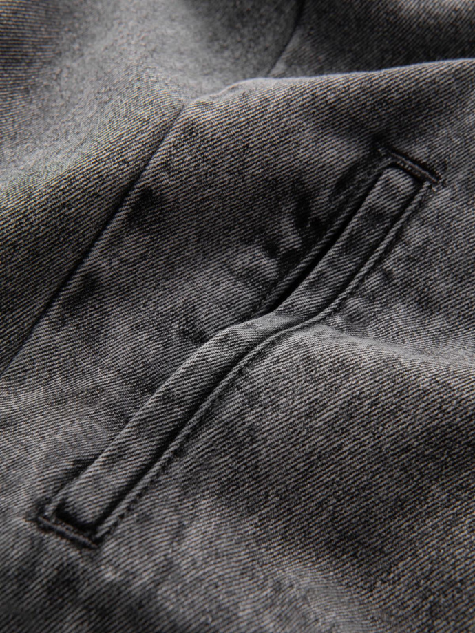 Pánska džínsová bunda bomber s efektom stone wash - sivá V1 OM-JADJ-0163