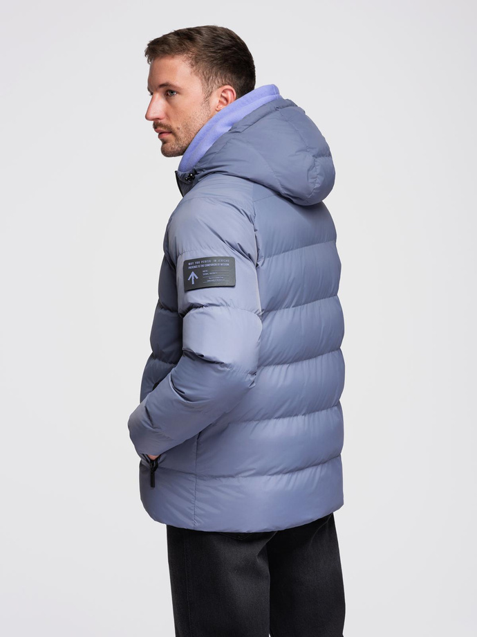 Jachetă matlasată izolată pentru bărbați cu mâneci raglan - violet decolorat V6 OM-JAHP-0302