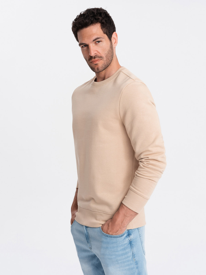 BASIC men's non-stretch cotton sweatshirt - beige V6 OM-SSBN-0159