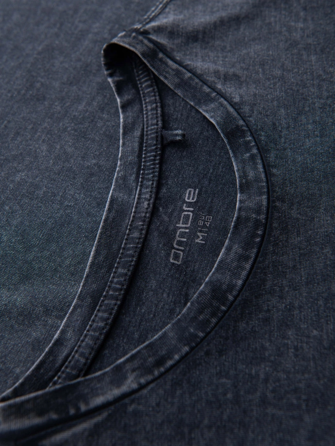 Pánske tričko s pracím efektom - tmavomodré V2 OM-TSWT-0116