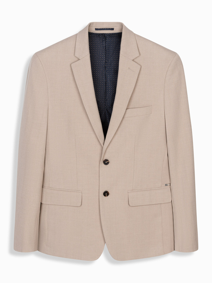 Elegantná pánska bunda SLIM FIT s rayonom - béžová V2 OM-BLZB-0135