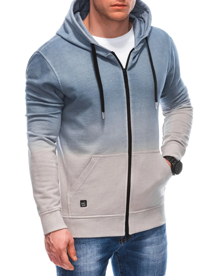 OM-SSWS-0127 men's unbuttoned hooded sweatshirt - V1 blue