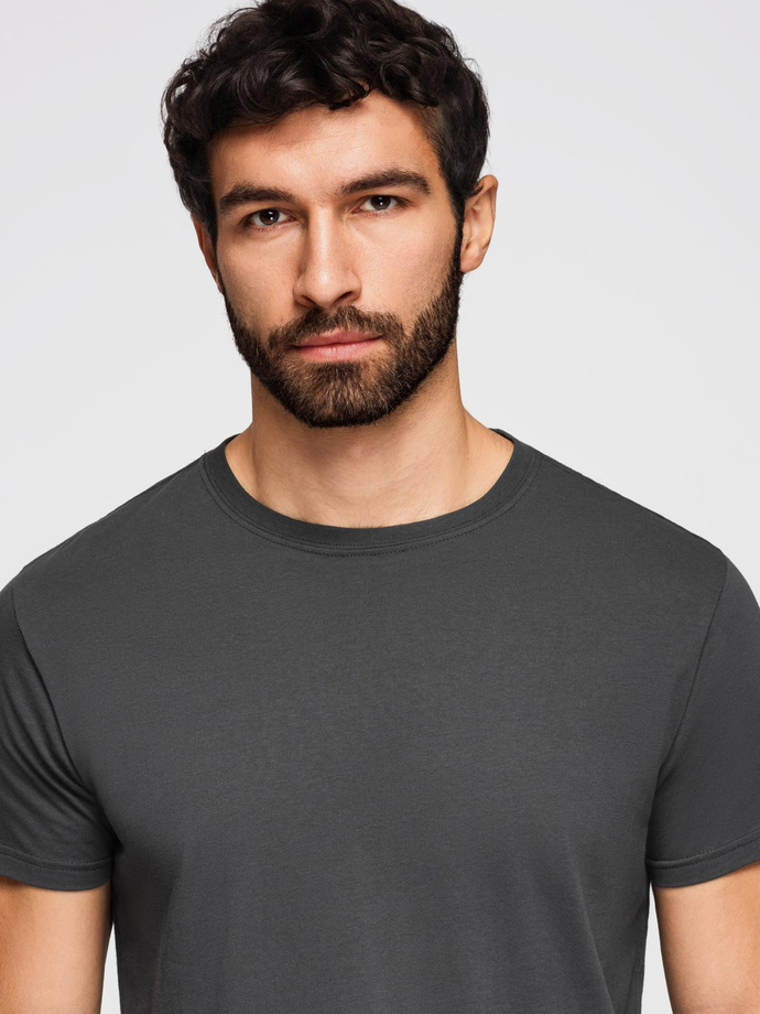 Men's classic cotton BASIC T-shirt - graphite V15 OM-TSBS-0236