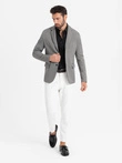 Men's casual blazer in delicate check - gray V2 OM-BLZB-0116