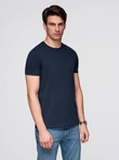 Classic BASIC men's cotton T-shirt - navy blue V2 OM-TSBS-0236