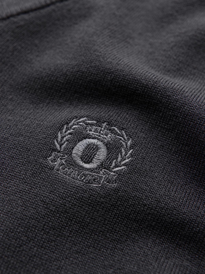 Elegant men's sweater with a heart neckline - graphite V17 OM-SWBS-0107