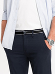 Pantaloni chino pentru bărbați cu talie decorativă - albastru marin V2 OM-PACP-0118