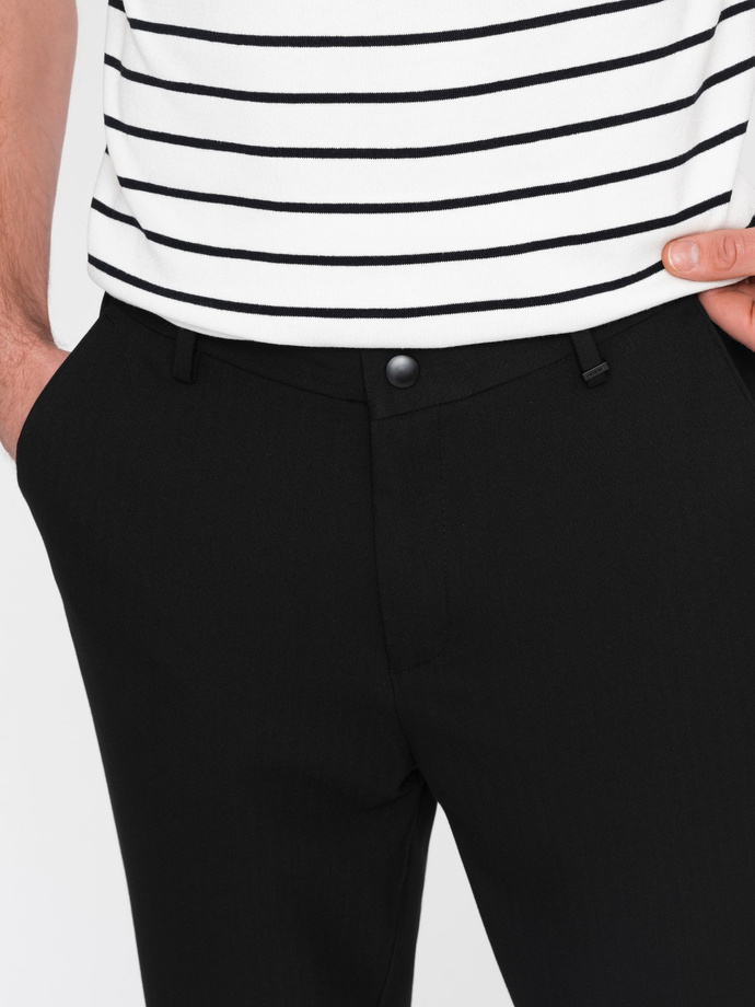 Men's chino pants with elastic waistband SLIM FIT - black V3 OM-PACP-0158