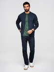 Men's unbuttoned cotton sweatshirt bomber - navy blue V4 OM-SSZP-0215
