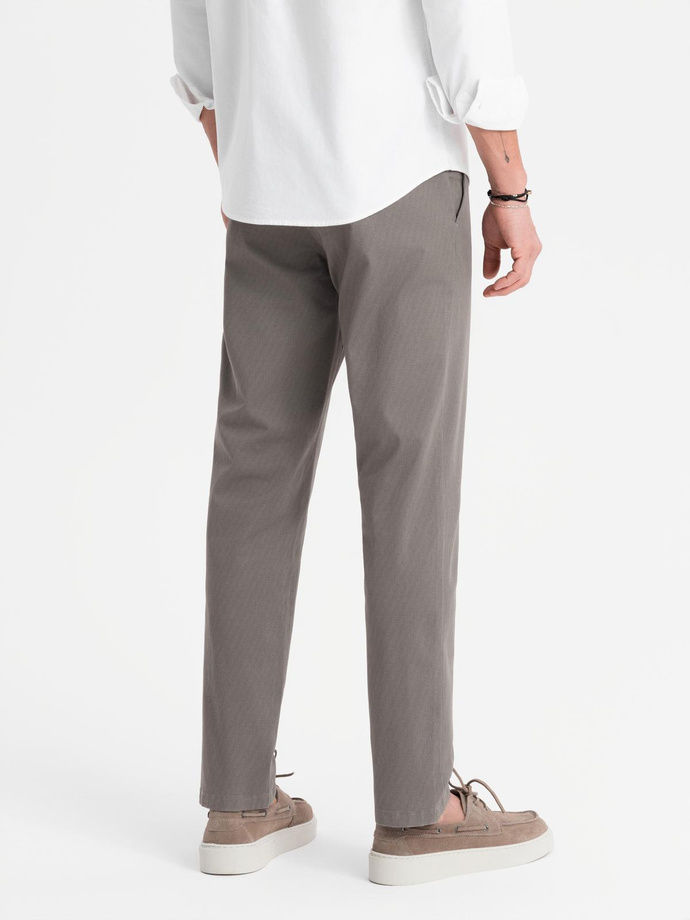 Vyriškos REGULAR FIT chino kelnės su švelnia tekstūra - pilkos V1 OM-PACP-0184