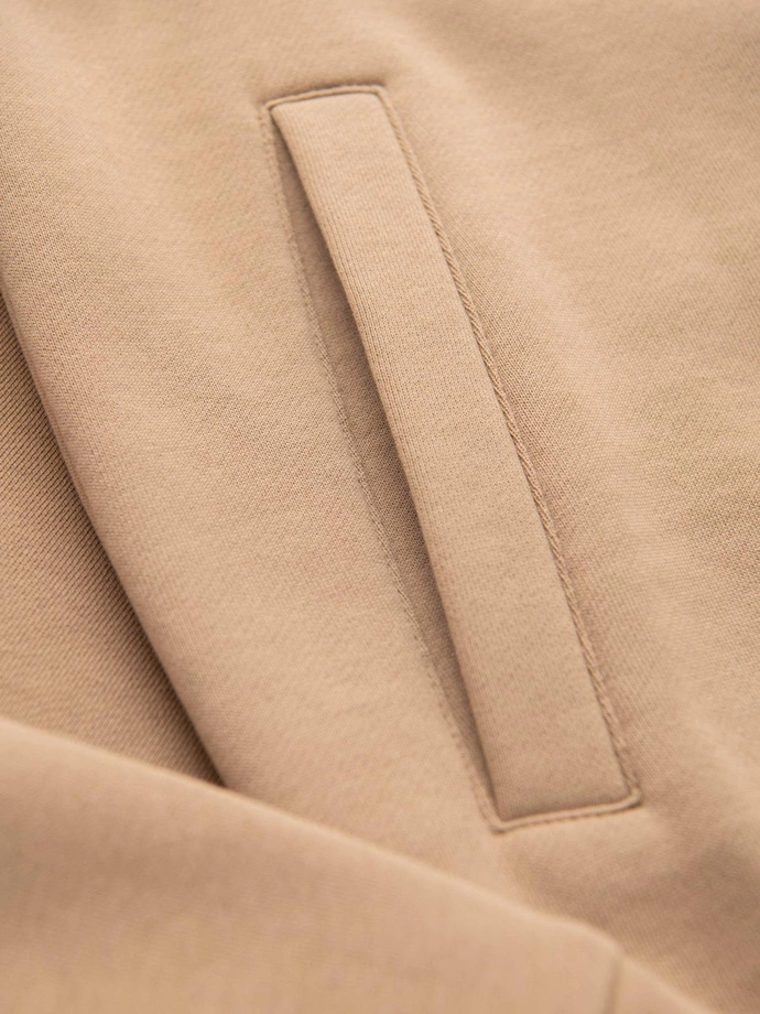 Vyriškas džemperis su apvadais ir aukšta apykakle - rudas V1 OM-SSZP-0224