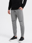 Men's sweatpants with contrast stitching - gray V2 OM-PASK-0145