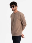 Men's RELAXED FIT sweatshirt with embossed letters - brown V3 OM-SSNZ-0164