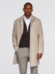 Men's minimalist coat with detachable vest - beige V1 OM-COLC-0139