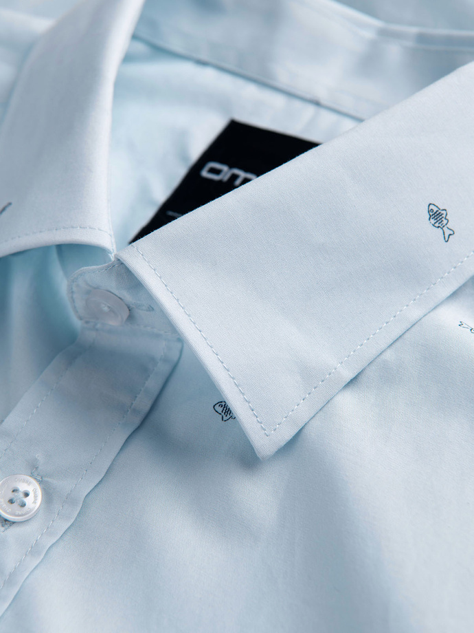 Classic men's cotton SLIM FIT shirt in micro pattern - white V1 K696