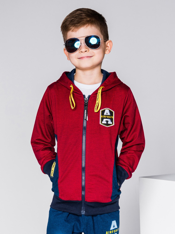 Boy's hoodie with zipper - burgundy KB013