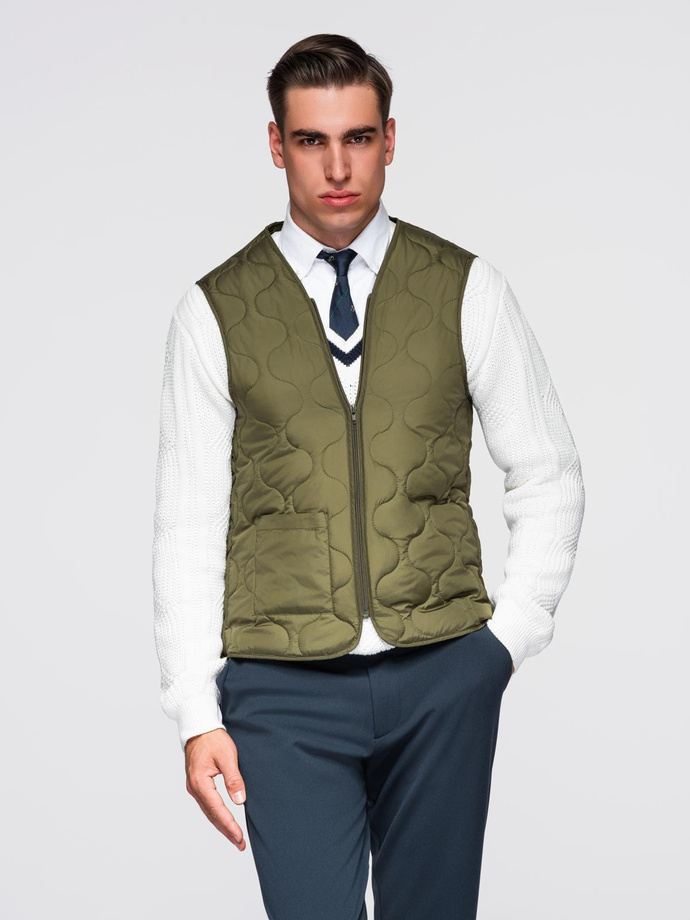 Vyriškas ilgas vienspalvis paltas su apykakle ir pamušalu - tamsiai mėlynas V3 OM-COWC-0135