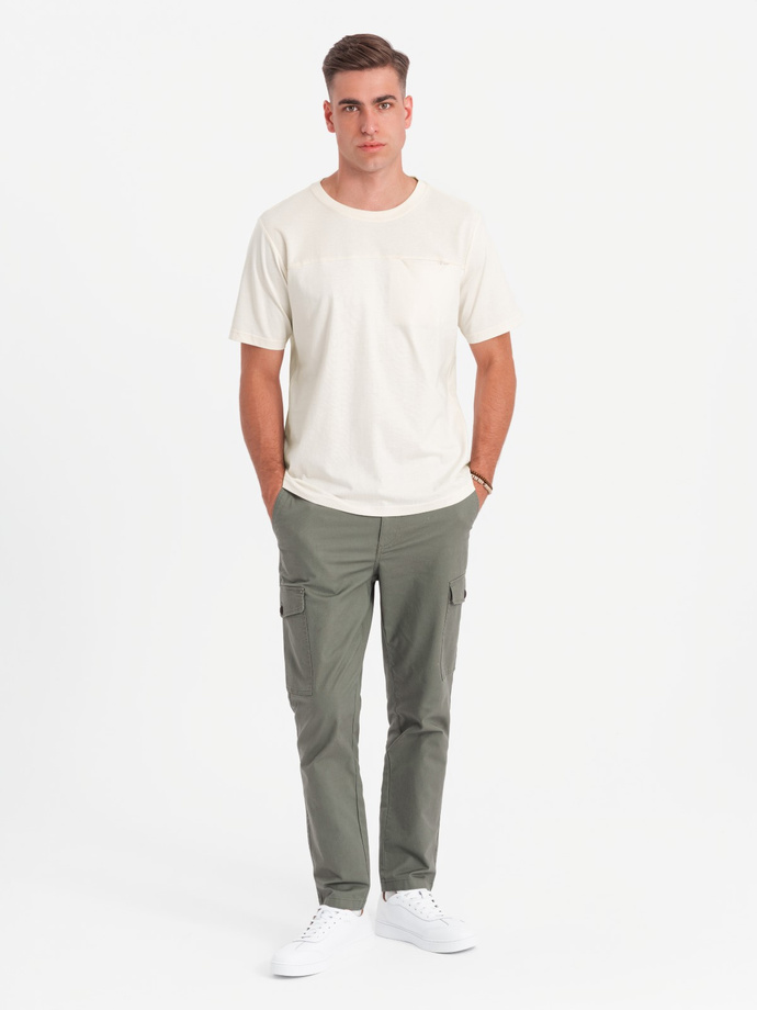 Pánské tričko LOOSE FIT s kapsami - bílé V8 OM-TSCT-0171