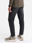 Men's TAPER FIT denim pants with stitching and rolled up legs - black V3 OM-PADP-0161