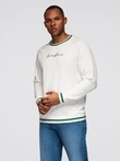 Men's sweatshirt with raglan sleeves and contrasting details - white V2 OM-SSNZ-0244
