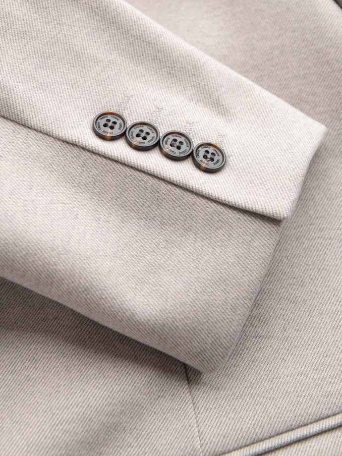 Jachetă bărbătească din raion melange cu guler înalt - bej melange V3 OM-BLZB-0131