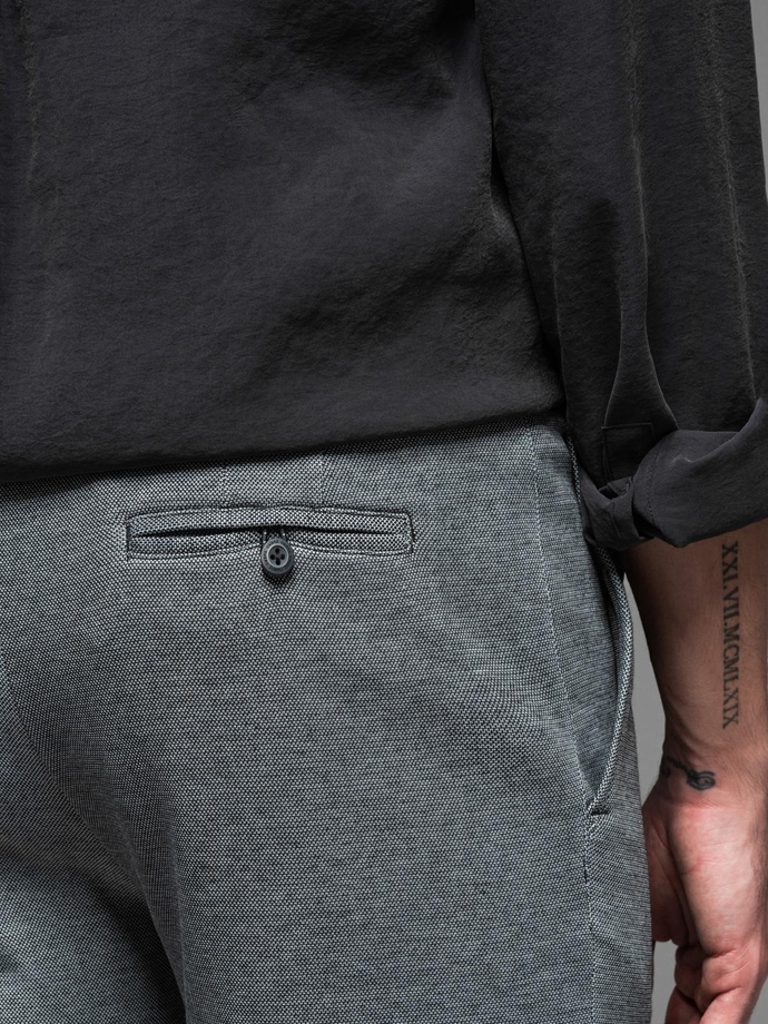 Vyriški SLIM FIT trumpi šortai iš struktūrizuoto melanžinio trikotažo - juodi V2 OM-SRCS-0166