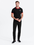 Men's polo shirt with colored accents - black V3 OM-POSS-0105