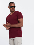 BASIC men's classic cotton T-shirt with a crew neckline - maroon V9 OM-TSBS-0145